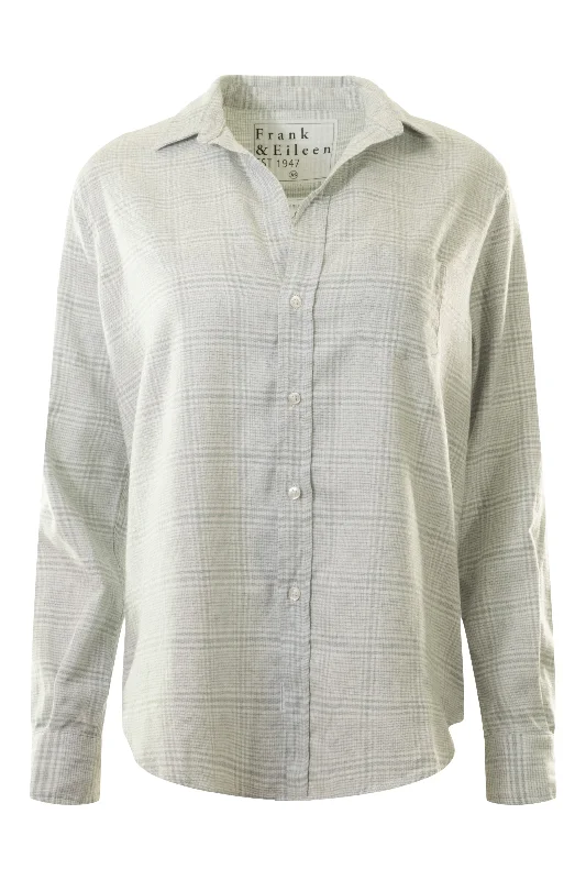 Limited Time Deal Frank & Eileen Relaxed Button-Up Shirt in Gray, White Plaid