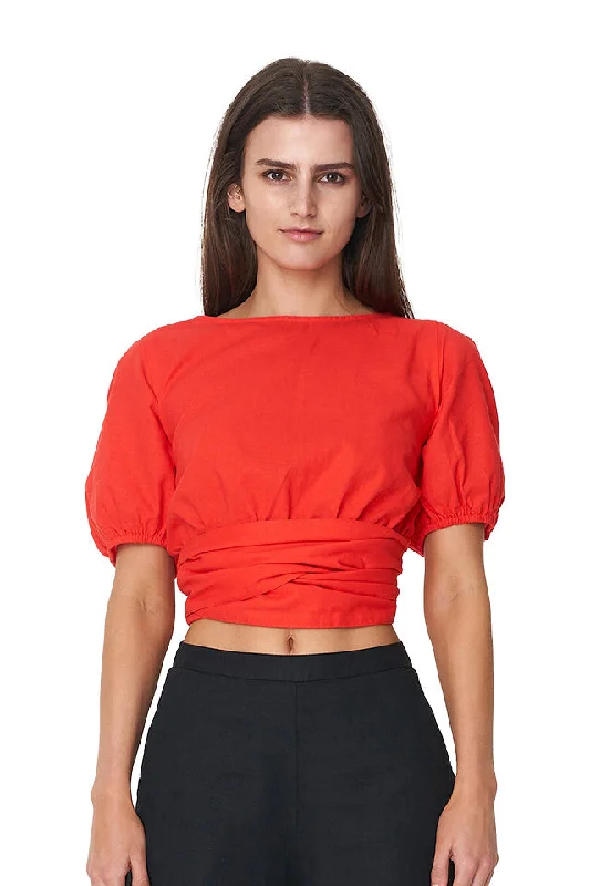 Limited Time Deal Casa Ruby Red V Neck Wrap Top