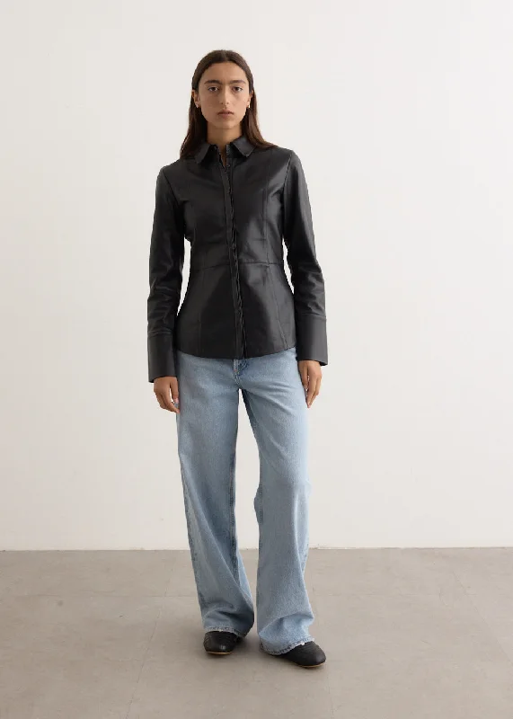 Avant-Garde Style Promotions Leather Panelled Shirt