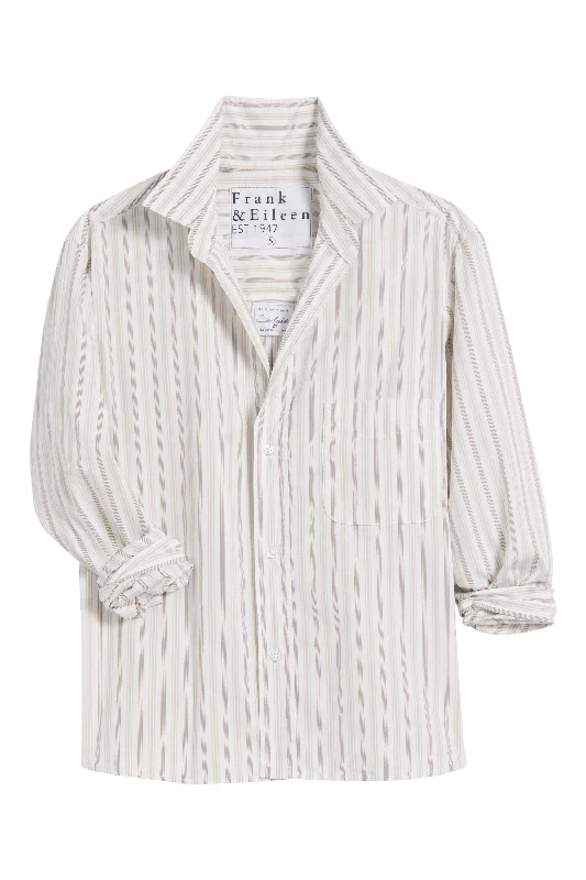 Urban Fashion Frank & Eileen Silviio Untuckable Button Up in Multi White, Sand Stripe