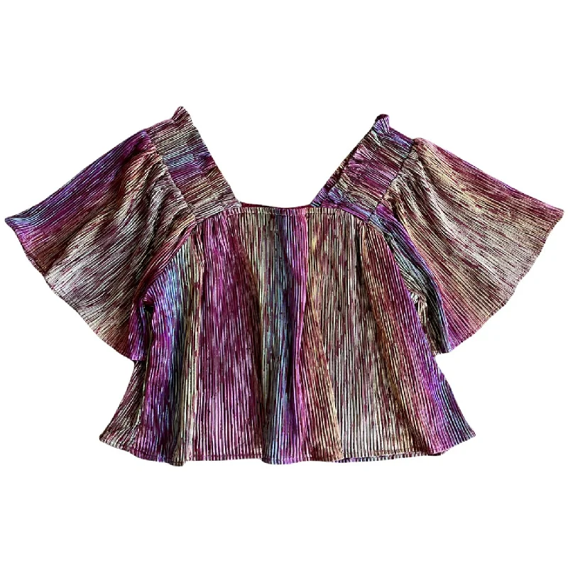 Trendy Looks On Sale Maroon Rainbow Pleat Flutter Top