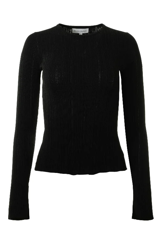 Must Haves White & Warren Ribbed Wide Cuff Top in Black