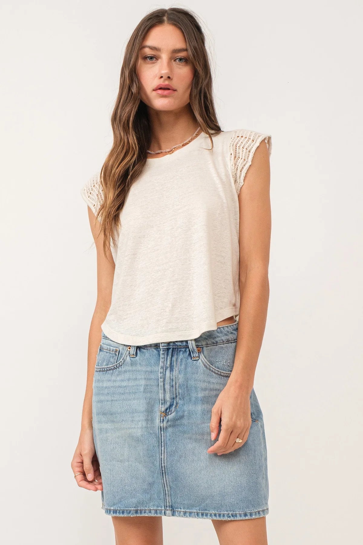 Find Your Unique Flair Daria Crochet Trimmed Top