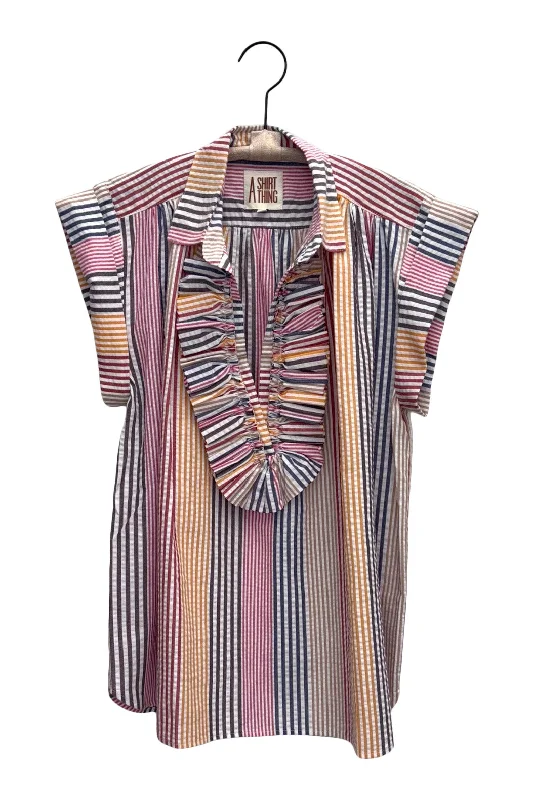 Don't Miss Out A Shirt Thing Logan Seersucker Stripe Shirt in Pink Melon