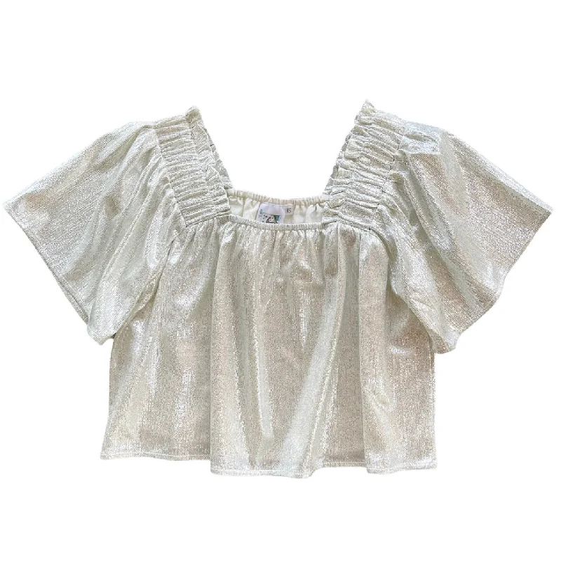 Edgy Fashion Deals Warm Silver Flutter Top