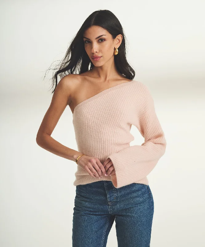 Limited Time Deal Cashmere Ribbed Asymmetrical Top