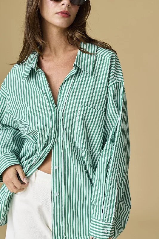 Seasonal Sale Luna Oversized Stripe Shirt - Green