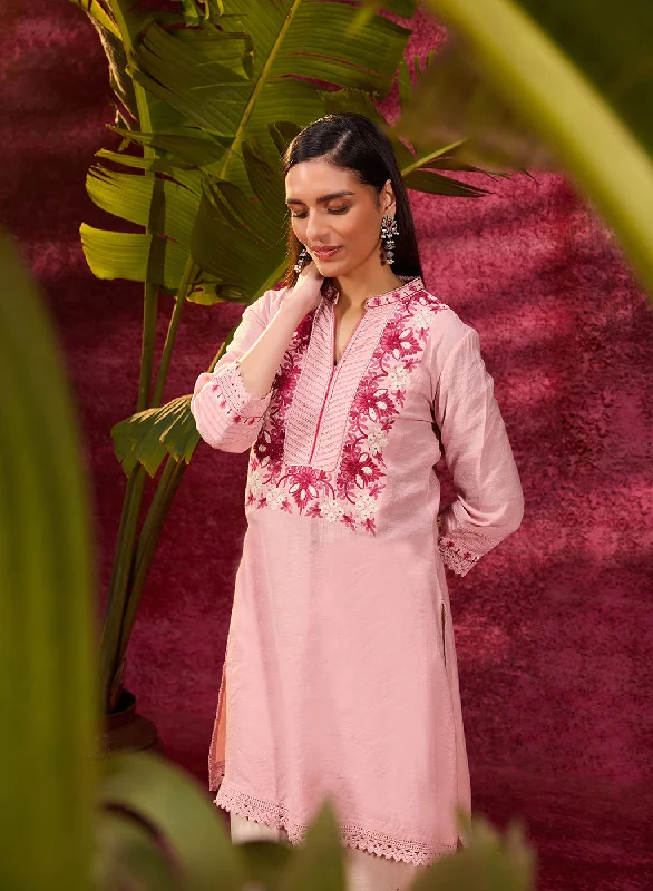 Cool Prices Gulbahar Light Pink Embroidered Kurta for Women