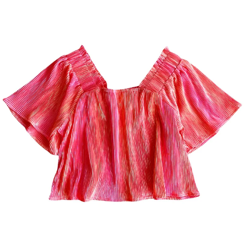 Timeless Style Promotions Peach Pleat Flutter Top