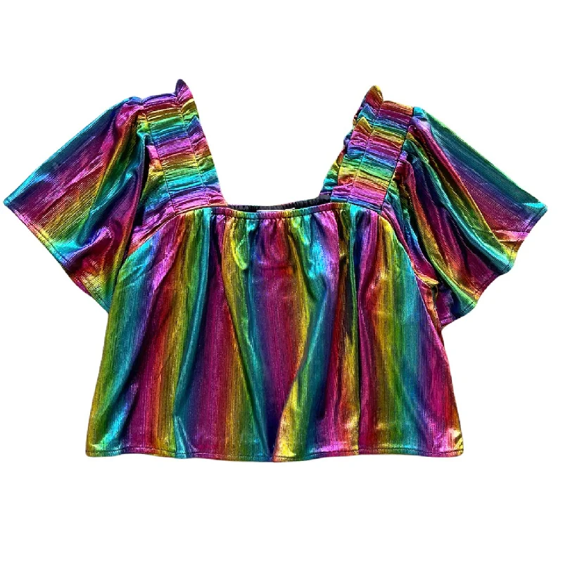 Bold Style Discounts Black Rainbow Flutter Top