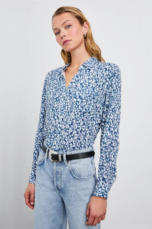 Everyday Elegance Sale JOSEPHINE SHIRT - BLUE MIXED CHEETAH