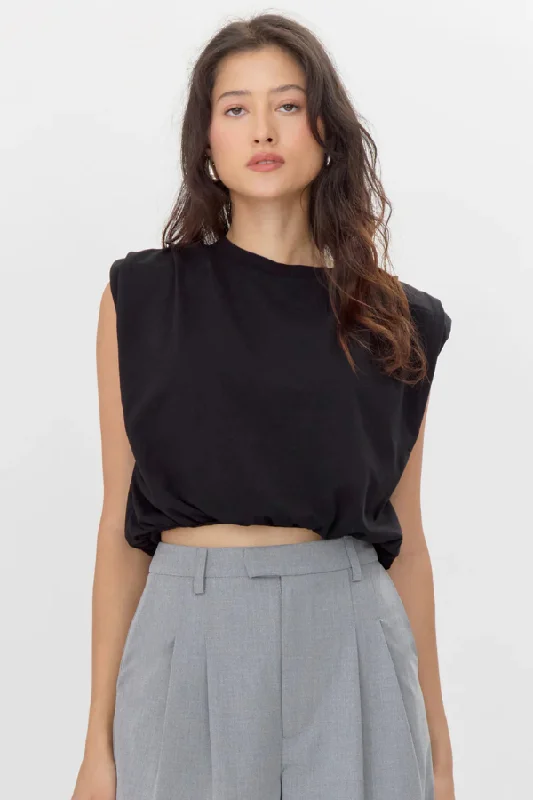 Unleash Your Style Alisa Jersey Bubble Top - Black