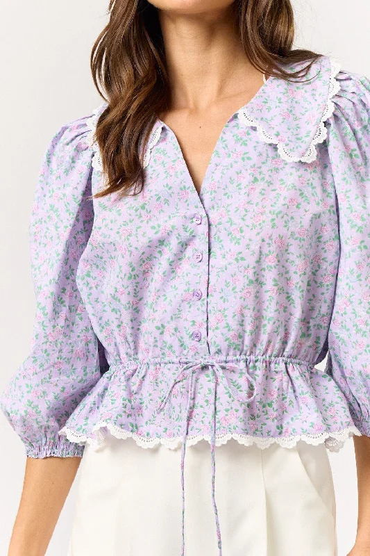 Latest Trends Floral Print Puff Sleeve Top