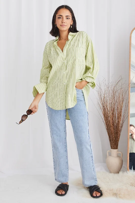 Classy Style Discounts California Pistachio Stripe Oversized Shirt