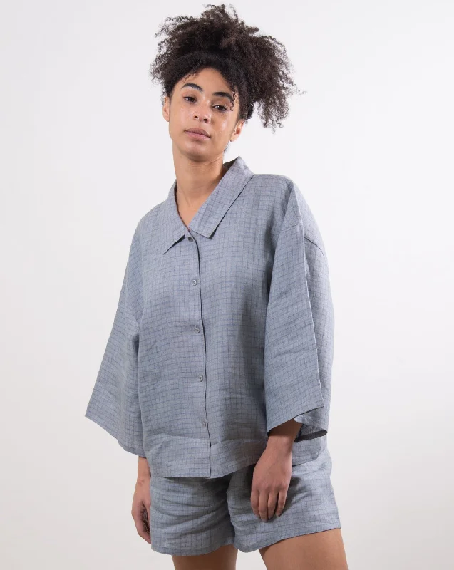 Weekend Exclusive The Linen Set - Blue Check