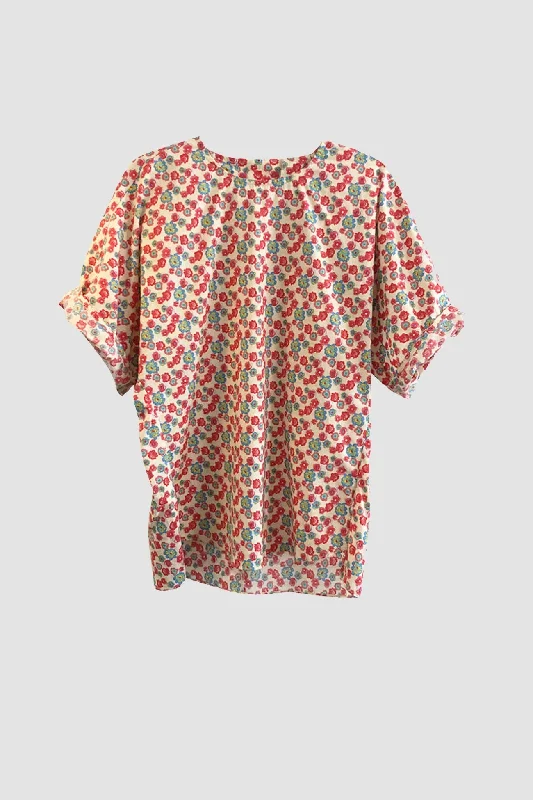 Find Your Unique Flair Red Cutout Floral Print Shirt