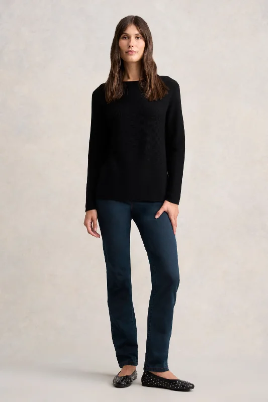 Trendy Street Style Purl Cotton Jumper - Black