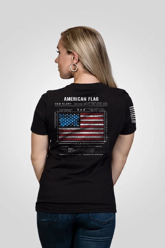 Premium Fashion American Flag Schematic - Women's Relaxed Fit V-Neck Shirt