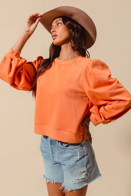 Retro Style Promotions Terry Knit Puff Sleeve Top