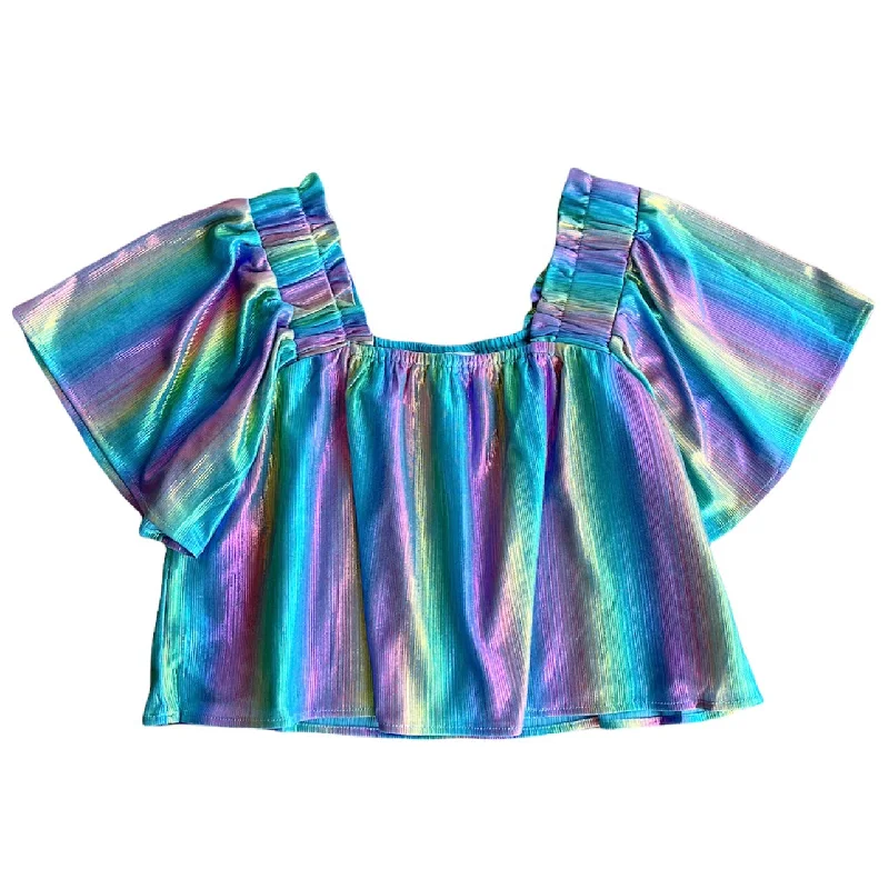 Luxury Fashion Discounts Blue Rainbow Flutter Top