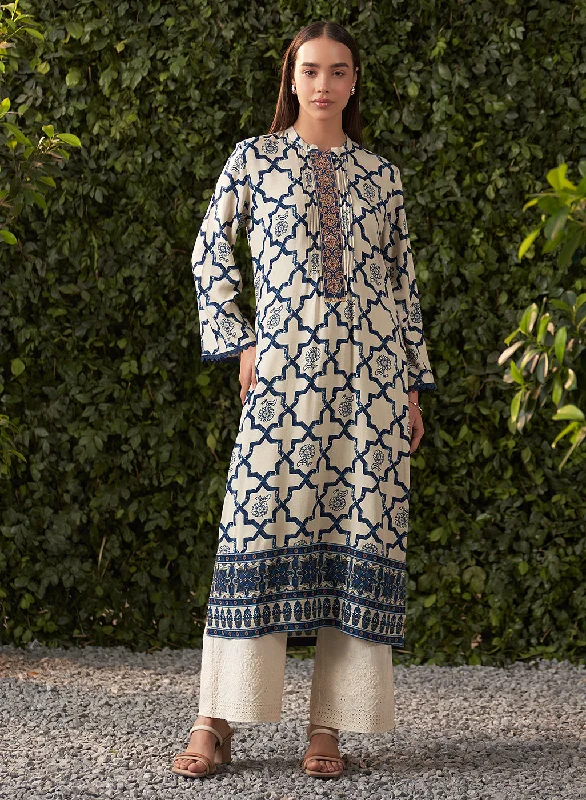 Exclusive Fashion Deals Phool Navy Blue Printed Rayon Kurta for Women