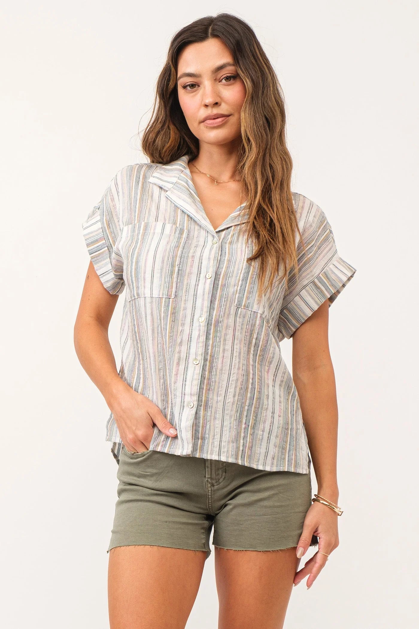 Style Without Limits Cali Sage Stripe Shirt