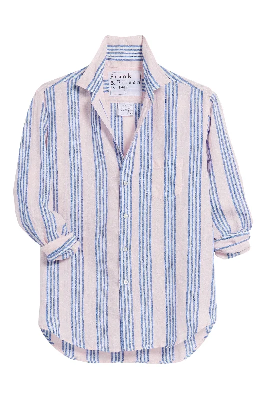 Stylish Statements Frank & Eileen Eileen Relaxed Button Up in Blue, Pink Multi Stripe