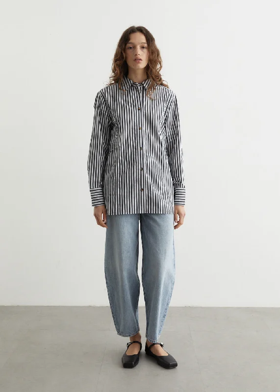 Gift Ideas Stripe Oversized Tie String Shirt