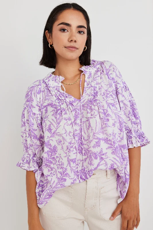 Chic Style, Always In Vogue Ethereal Lilac Baroque Pintuck Front Top