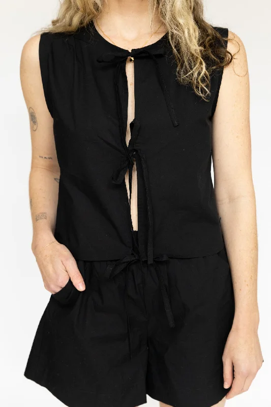 Refined Fashion Sale Annie Tie Top | Black