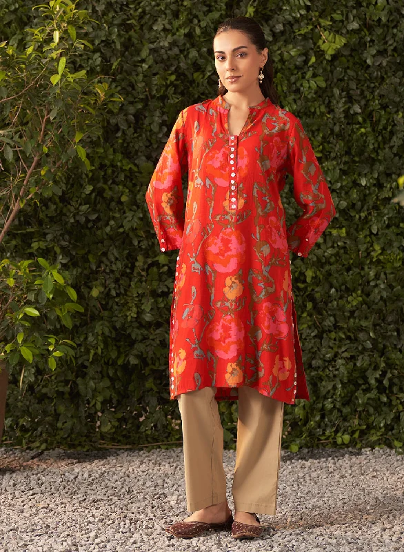 Special Offers Nina Red Printed Chanderi Kurta for Women