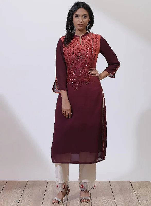 Fashion Sale Orange Dual Tone Collection Kurta With Embroidery