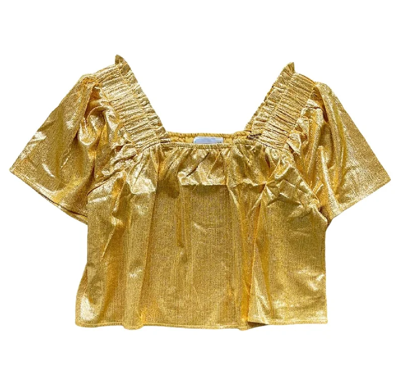 Classic Elegance Sales Yellow Gold Pebble Flutter Top