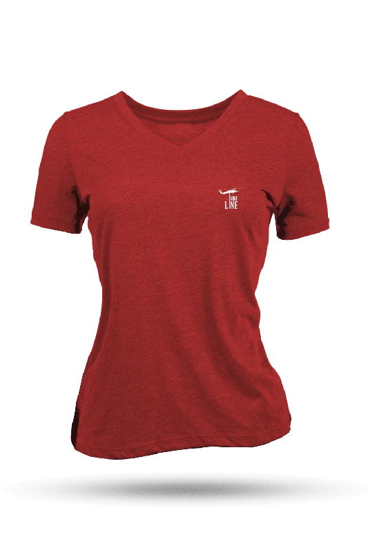 Imeless Style Small Dropline Logo - Women's Relaxed Fit V-Neck Shirt - America Edition