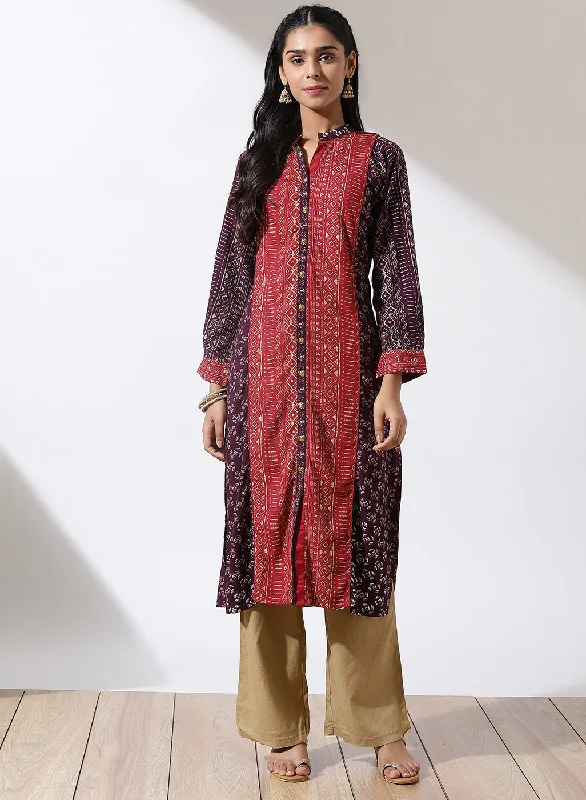 New In This Season Purple Foil-Printed Nargis Kurta