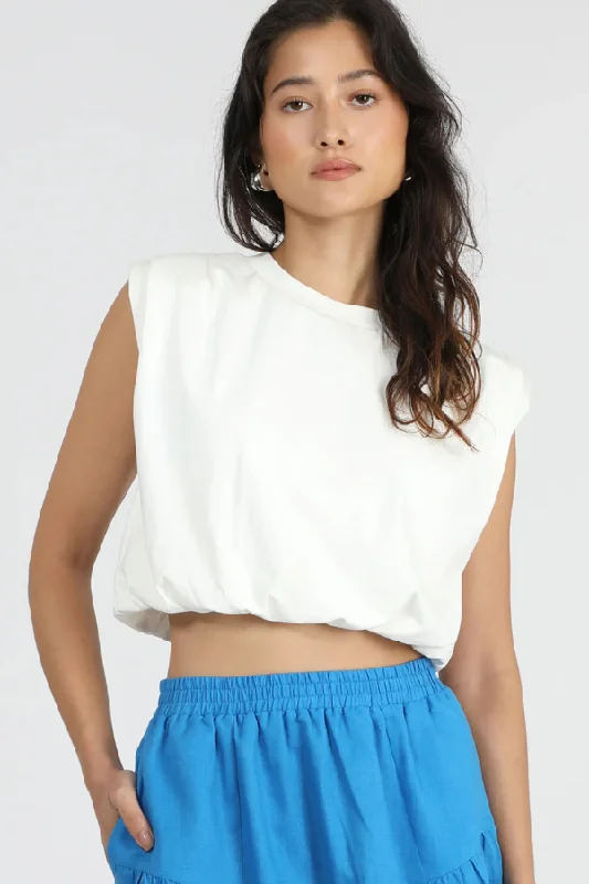 Style Revolution Alisa Jersey Bubble Top - White