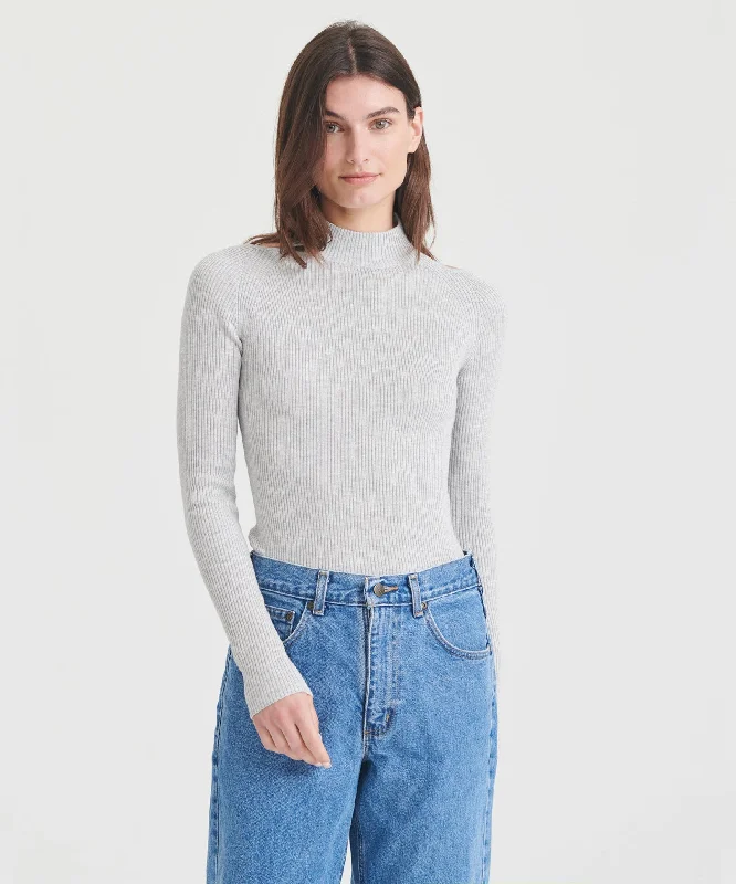 Casual Chic Deals Silk Cashmere Cutout Turtleneck