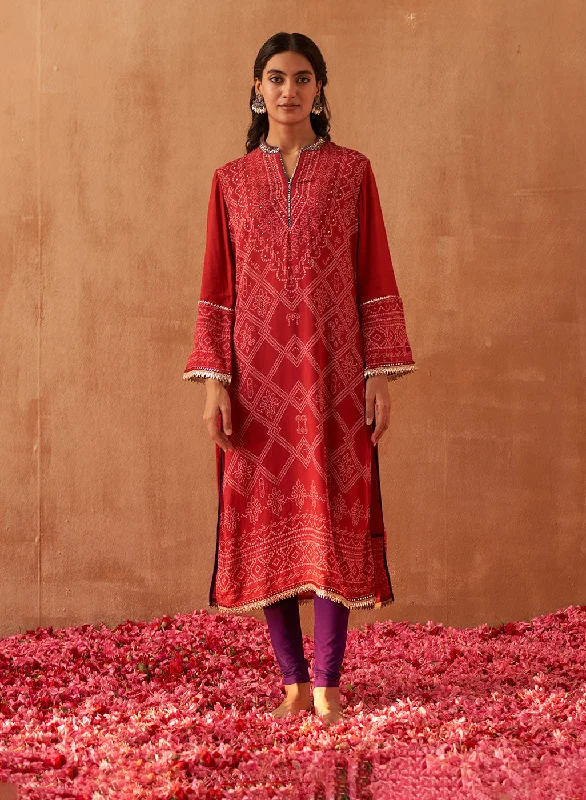 Dive Into Trendy Styles Red Dhaage Collection Screen Print Kurta