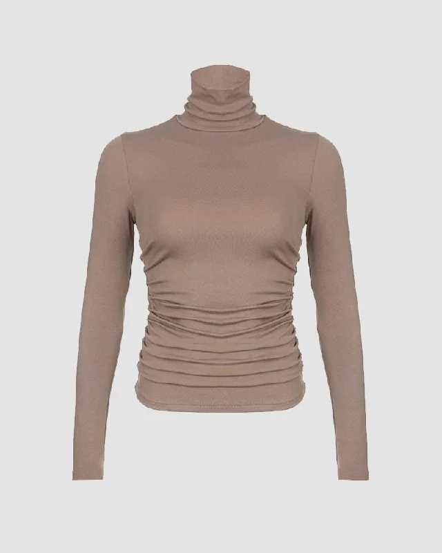 Modish Fashion Discounts Nitro Caramel Turtleneck Top