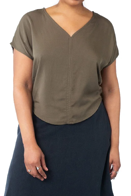 New Season Fashion Preview Dolman top in Olive Rayon Twill