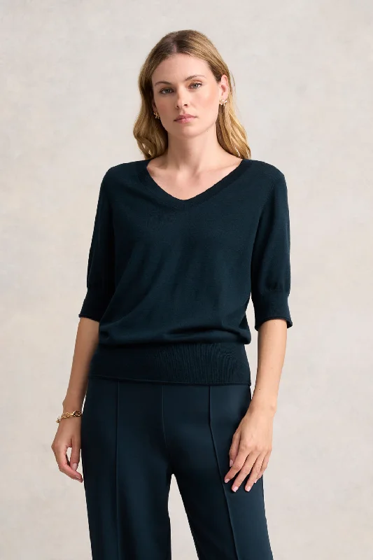 Sophisticated Style Offers Half Sleeve Wool Knit - Ink