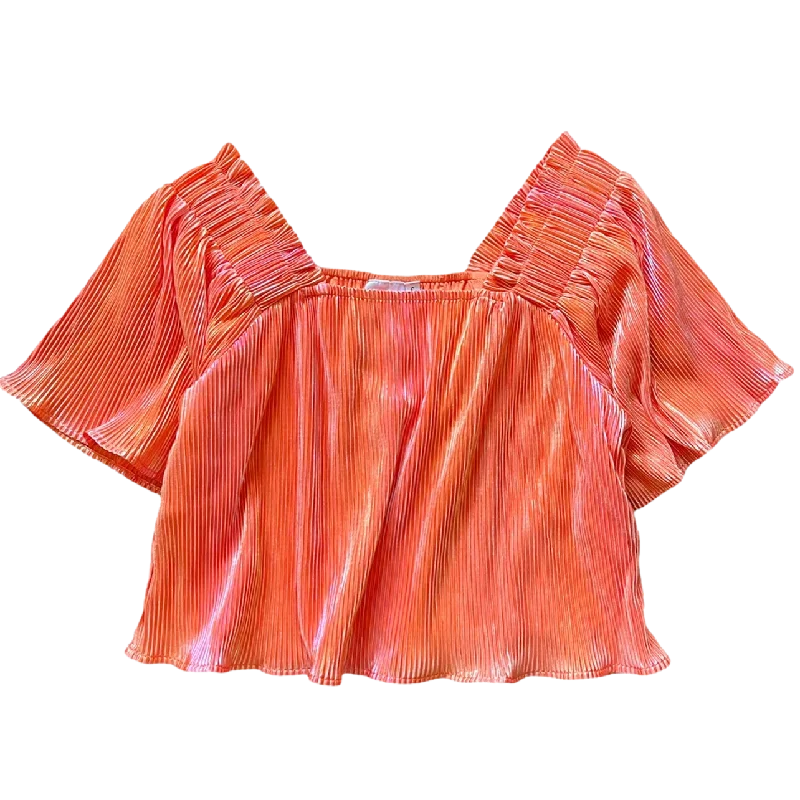 Stylish Deals Tangerine Pleat Flutter Top