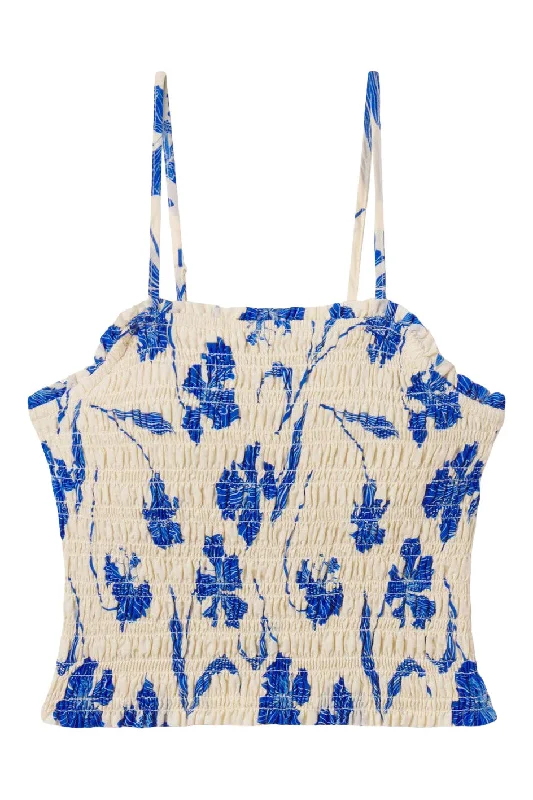 Trendy Women's Wear Collection Trovata Birds of Paradis Summer Top in Blue Iris