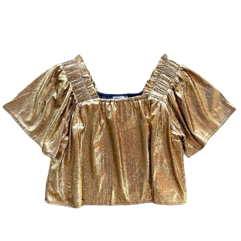 Vintage-Inspired Style Offers Black Gold Flutter Top