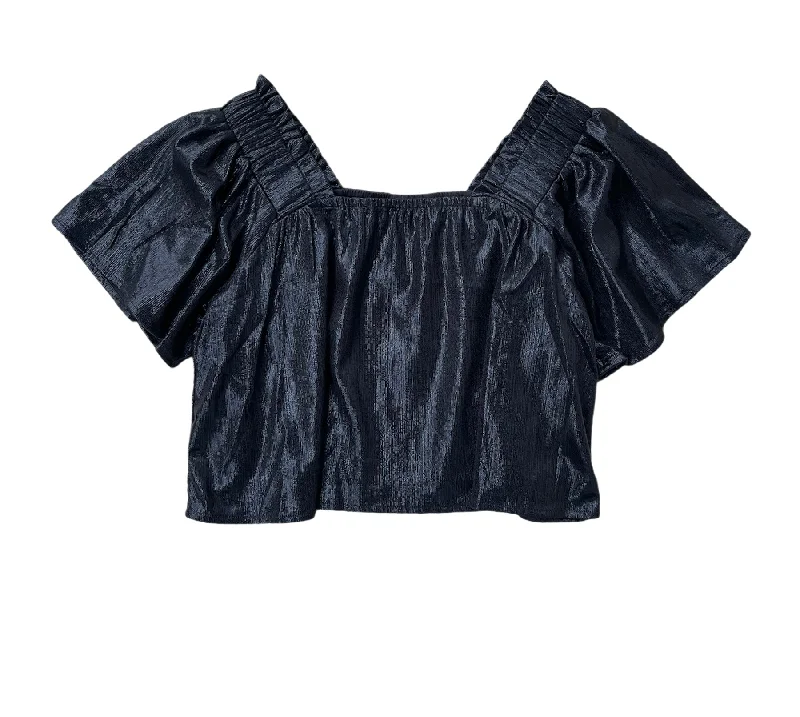 Affordable Trendy Fashion Black Pebble Flutter Top