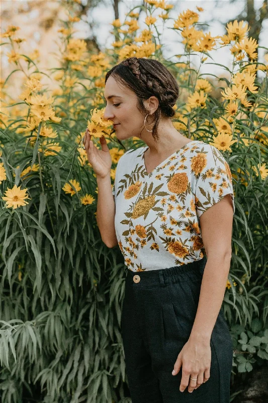 Budget Saver Dolman Top in Marigold Linen