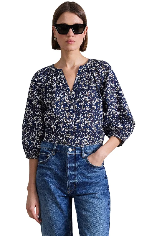 Stylish Looks Apiece Apart Mitte Top in Mira Floral Navy