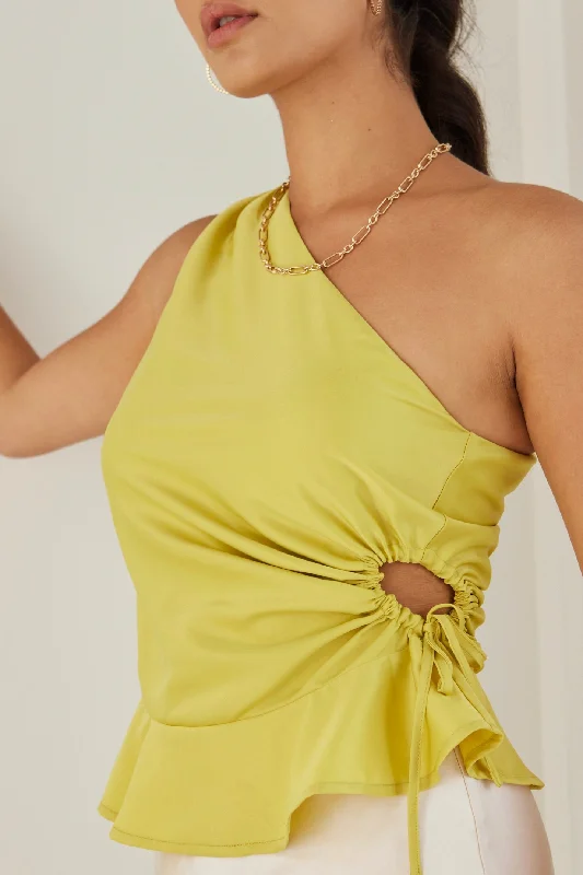 Shop Sales Fairytale Citron One Shoulder Cutout Top