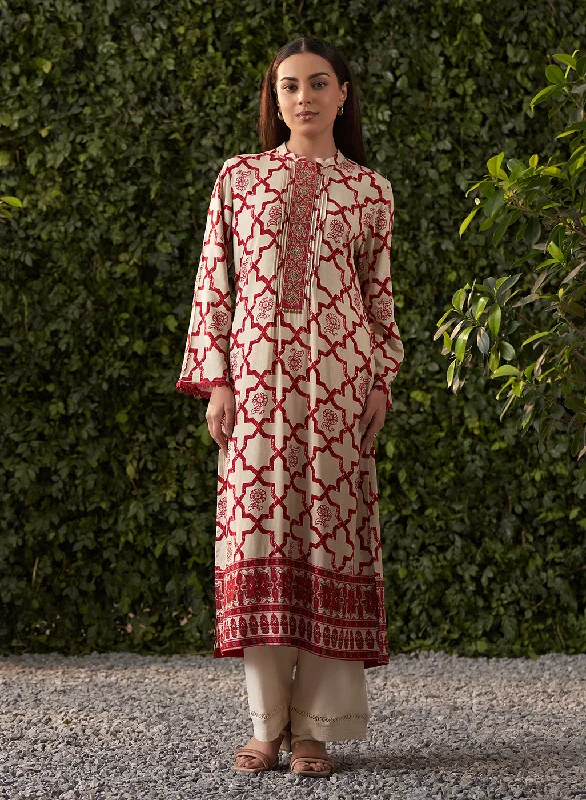 Retro Style Promotions Phool Cherry Red Printed Rayon Kurta for Women