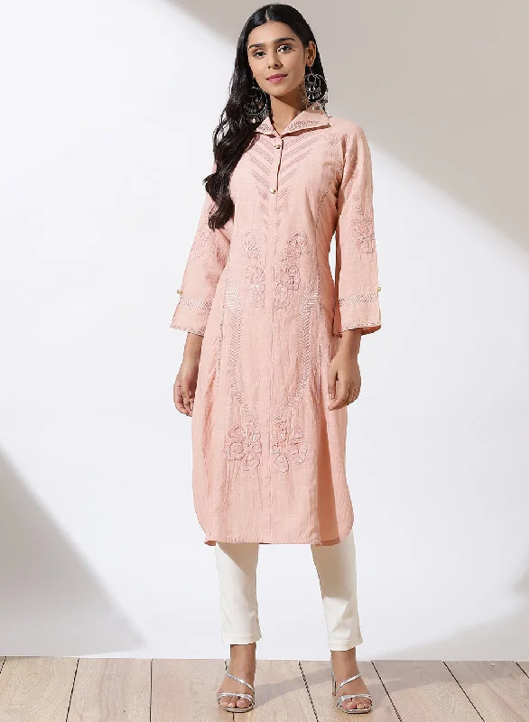 Romantic Fashion Discounts Pink Solid Kurta